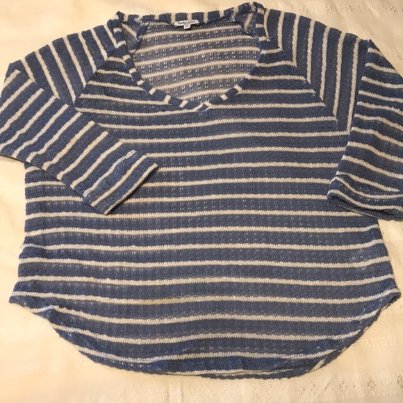 Ladies Splendid Blue/White Stripe Sheer Top - Picture 2 of 12